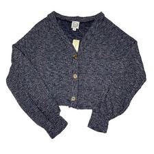 *NWT* Francesca's Blue Rain Cardigan Size Small Blue Cropped Knit W/ Buttons picture