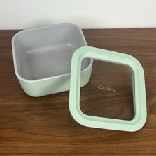 Caraway Home Mini Square Food Storage Container Sage Ceramic 5x5 Inch Quality picture