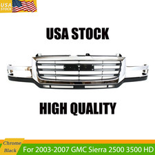Front Bumper Grille Black w/ Chrome Trim For GMC Sierra 2500 3500 HD 2003-2007 picture