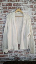 Ivory Cashmere Chunky Knit Open Front Cardigan Quiet Luxury Coastal Chic Large picture