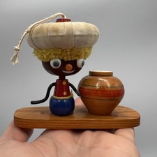 Vintage Primitive Game Children Wood Fabric Figurines Toys USSR Artel Doll Flour picture