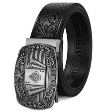 LALATCH Cowboy Ratchet Belt Western Leather Automatic Buckle Men picture