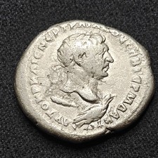 98-117 AD Trajan Silver Tetradrachm - Phoenicia, Tyre Reverse Tyche & River God  picture