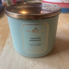 Bath & Body Works White Barn FULL SIZE 3 Wick candle - LAKESIDE MORNING 14.5 oz picture