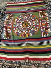 Vintage Aztec Mayan Themed Wool Tapestry 54”/73” picture