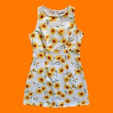 90's vintage sunflower floral grunge bodycon mini dress MEDIUM joule picture