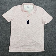 NWT Johnnie-O Featherweight Polo Mens M Pink Floral Golf Shirt Performance Tech picture