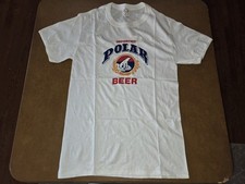 RARE VTG C 70'S IMPORTED POLAR BEER WHITE GRAPHIC SINGLE STICH SIZE M VENEZUELA picture