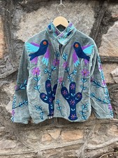 Handmade Velvet Jacket Embroidered Birds Floral Boho Festival Coat picture