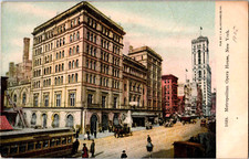 Postcard New York City NY Metropolitan Opera House people trolley 1905 UNDB picture