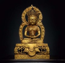 40CM Old Chinese Bronze Statue w/ Buddha N2822 picture