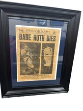 BABE RUTH  DIES 1948 New York Daily NEWS  Yankees  Newspaper ORIGINAL- New Frame picture