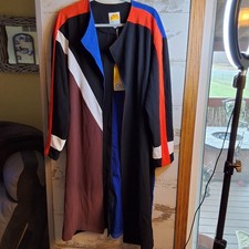 NWT C&C California Womens Colorblock Midi L Sleeve Open Coat Sz M  picture