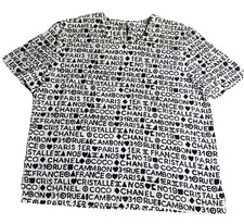 RARE Y2K Chanel Cosmetics Beauty Exclusive B&W Logo Blouse Size M picture
