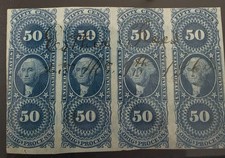 usRevenuer  Special 1st Issue multiples  R  60a  Strip of 4 picture