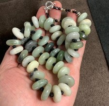 Huge hand knot  jade necklace/24