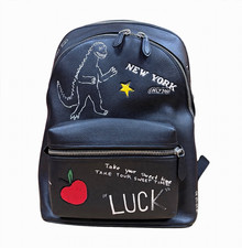 Coach Black Zip Backpack Rexy Graphic Print New York Adjustable Strap picture