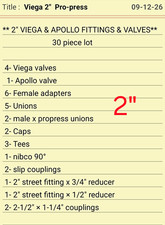 Viega ProPress 2 in 30pc Lead Free Copper/Bronze Fittings & Valve Lot picture