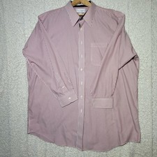 Paul Fredrick Men's Red & White Vertical Striped Long Sleeve Dress Shirt picture