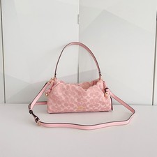 Coach CER68 Pink Signature Shoulder Crossbody Bag Gold Hardware New picture