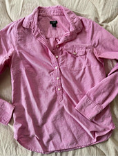 J.CREW Women's Woven Cotton Collared Long Sleeve Button-Up Pink Solid XS picture