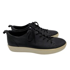 ECCO Soft 8 Mens Black Leather Low Top Lace Up Sneakers Size 43 9-9.5 picture