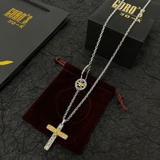 Goro's Punk Rock Cross Eagle Pendant Necklace Two Tone Silver Gold Totem Chain  picture