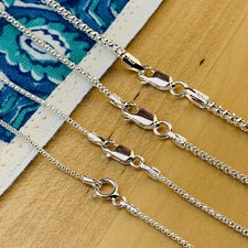 Real 925 Sterling Silver Diamond Cut Popcorn Chain Necklace Made in Italy picture