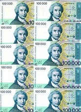 LOT, Croatia 10 x 100,000 Dinara, 1993, P-27 UNC picture