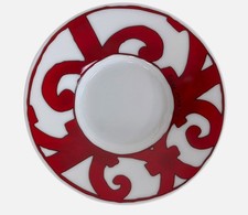 Hermes Red White Hand Print Porcelain Saucer picture