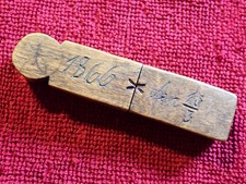 ANTIQUE dated 1866 HANDMADE WOODEN LITTLE NEEDLE CASE HOLDER SWEDEN SWEDISH picture