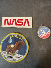 Lot of 3 Vintage NASA Space Memorabilia Apollo 11 Patch Worm Logo Space Camp picture