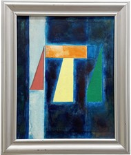 ORIGINAL GEOMETRIC ARCHITECTURAL SHAPES ABSTRACT PAINTING BY H. DRESSLER _ 20*16 picture
