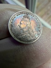 1889 Great Britain Victoria Maundy 2 Pence 2d Silver Jubilee Head Toned picture