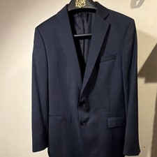 Men’s Blue Suit Jacket  Single-Breasted 2-Button 34 Cool Max Fabric Stafford picture