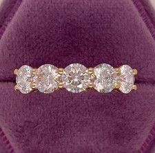 5 Ct Round Cut Natural Diamond Eternity Wedding Band 14K Yellow Gold Size 5 6 7 picture