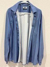 DKNY Men's Light Blue Micro-Pattern Button-Down Shirt picture