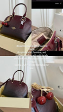 Coach Burgundy Patent Finish Dome Satchel Top Handle Zip Gold Hardware Charm picture