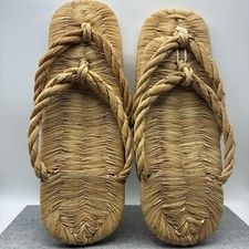 2 Pairs Vintage Japanese Straw Zori Sandals Mingei Folk Craft Traditional Japan picture