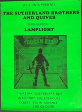 Sutherland Brothers And Quiver plus Lamplight 1974 original Gig Poster Rare picture