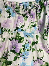 Women's Floral Square Neck Smocked Puff Short Sleeve Woven Cotton Blouse . picture