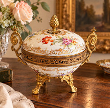 Antique French Sèvres Dèposè Porcelain Gilt Bronze Ormolu Bowl/Bonbonniere picture