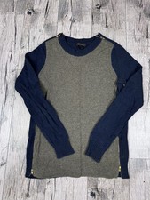 J.Crew Black 100% Wool  Sweater Zip Shoulder & Sides Women's Small Blue picture