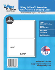 WING OFFICE 400 Premium Shipping Labels Self Adhesive 2 per Sheet 5.4