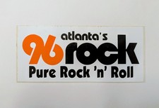 96 Rock Atlanta's Pure Rock 'n' Roll Station Bumper Sticker Vintage 1980s picture