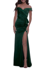 La Femme Dark Emerald Green Off the Shoulder Gown Size 10 $408 picture