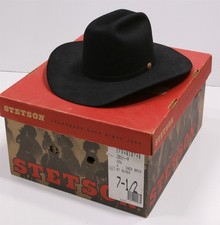 Stetson Black JBS Skyline 4X Beaver Fur Felt Cowboy Hat 4-Inch Brim 7 1/2 + Box picture