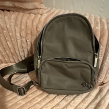 lululemon Brown Nylon Hiking Sling Bag 2 Zippered Pockets Fits 7