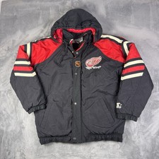 Vintage 90s Detroit Red Wings Starter Jacket Mens M Center Ice Collection Hooded picture