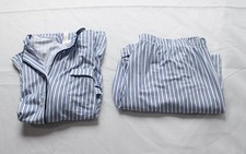 Joyspun Women's Cotton Blend Notch Collar Pajama Set JL3 Blue Stripe Large NWT picture